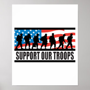 Support Our Troops Flag Design Poster