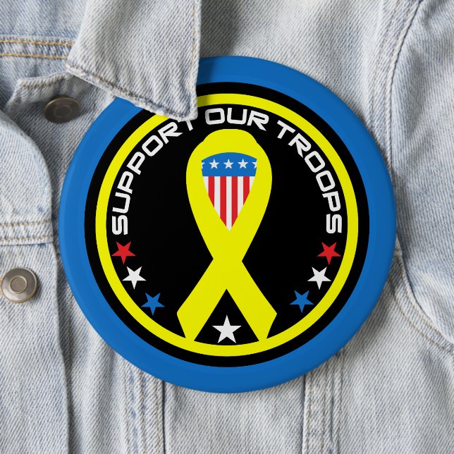 Support Our Troops Patriotic 6 Cm Round Badge (In Situ)