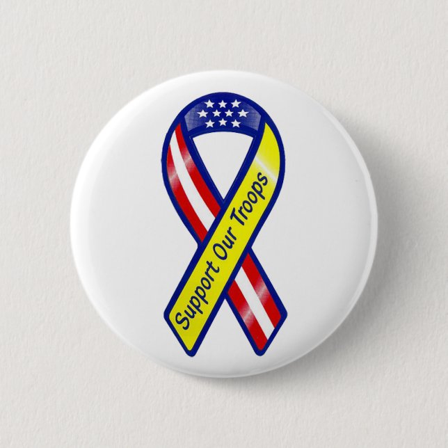Support Our Troops Ribbon 6 Cm Round Badge (Front)