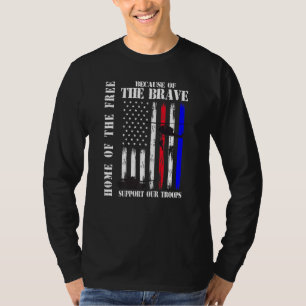 Support Our Troops Veterans Memorial Day Usa Flag T-Shirt