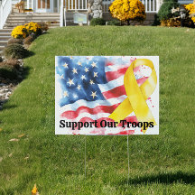 Support Our Troops Yellow Awareness Ribbon Yard
