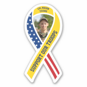 Support Our Troops Yellow Ribbon Flag Custom Photo