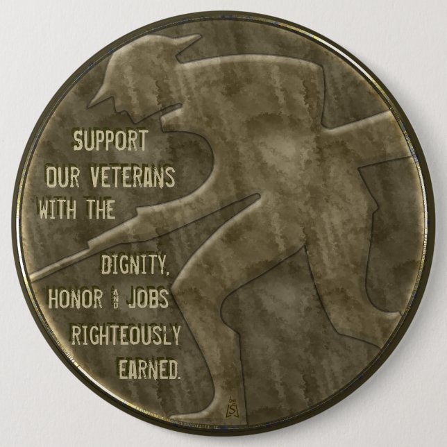 Support Our Veterans 6 Cm Round Badge (Front)