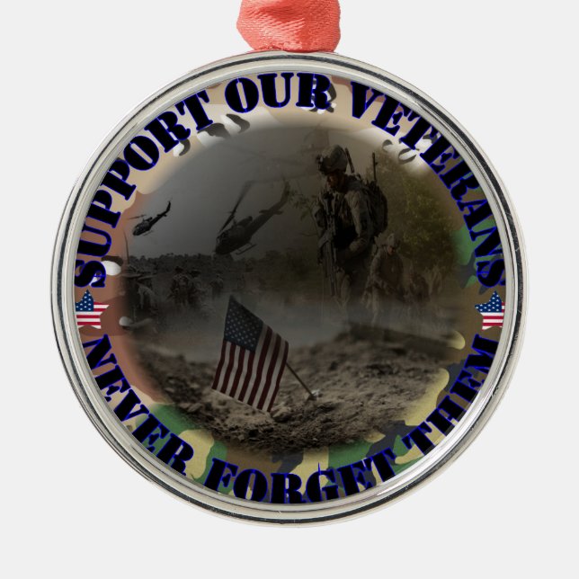 Support our veterans ... USA Metal Tree Decoration (Front)