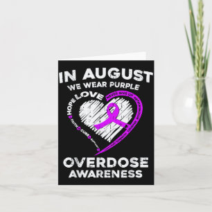 Support Overdose Awareness Heart Ribbon Purple For Card