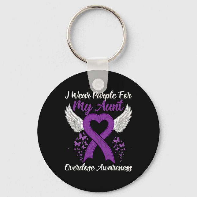 Support Overdose Awareness Month Costume Aunt Gift Key Ring (Front)