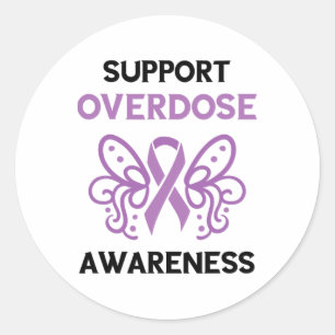 Support Overdose Purple Ribbon Overdose Awareness Classic Round Sticker