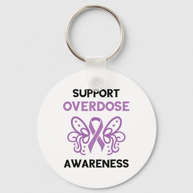 Support Overdose Purple Ribbon Overdose Awareness  Key Ring (Front)