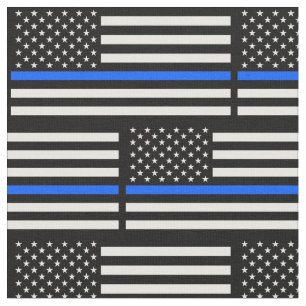 Support Police Officers Thin Blue Line Fabric