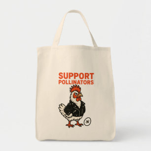 Support Polinators Cool Rooster in Leather Jacket Tote Bag
