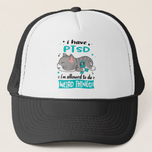 Support PTSD Awareness Ribbon Gifts Trucker Hat