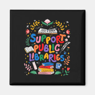 Support Public Libraries Bookworm Reading Book Rea Magnet