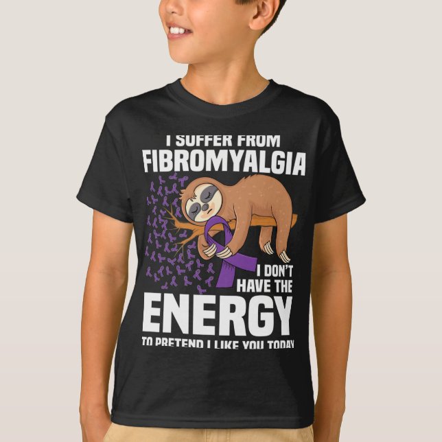 Support Purple Ribbon Warrior Fibromyalgia Awarene T-Shirt (Front)