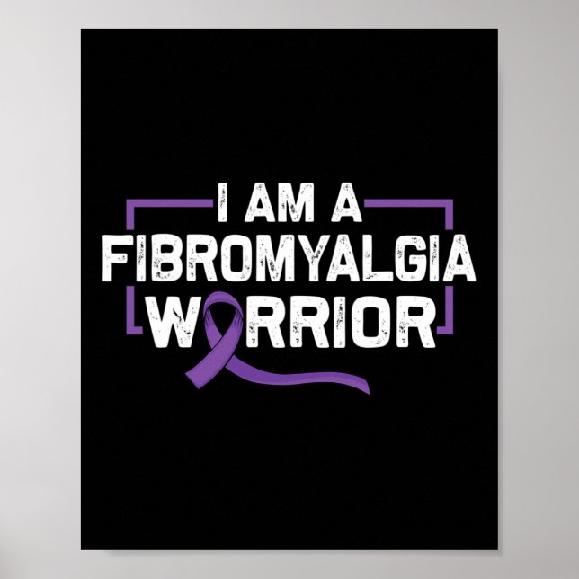 Support Purple Ribbon Warrior Of Fibromyalgia Awar Poster (Front)