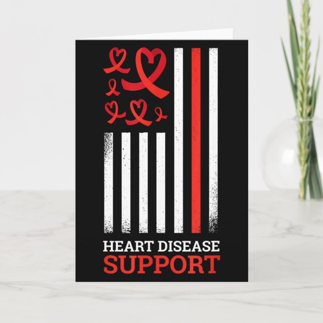 Support Ribbon Red Heart Disease Awareness  Card (Front)