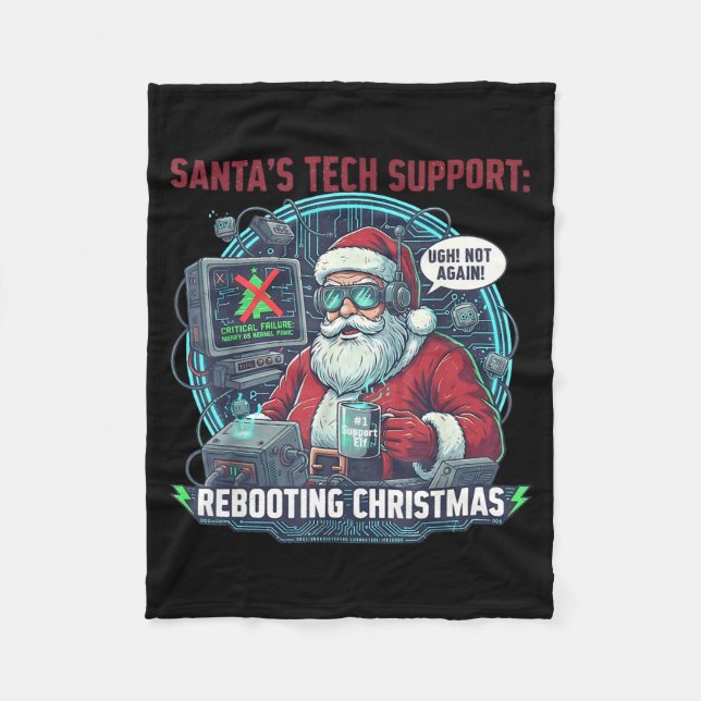 Support s Tech Santa Rebooting Magic Fleece Blanket (Front)