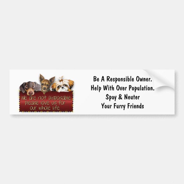 Support Spay/Neuter Bumper Sticker (Front)