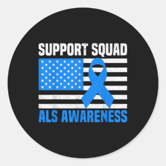 Support Squad Als Awareness Month Usa American Fla Classic Round Sticker