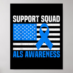 Support Squad Als Awareness Month Usa American Fla Poster