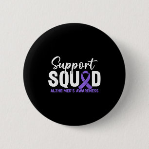 Support squad alzheimer’s awareness purple ribbon  6 cm round badge