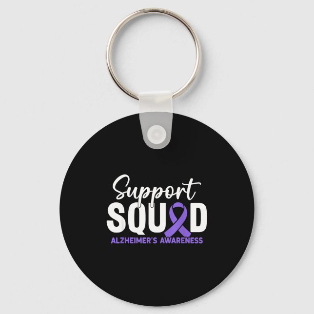 Support squad alzheimer’s awareness purple ribbon  key ring (Front)