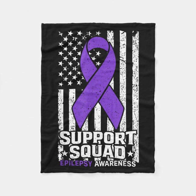 Support squad american flag purple epilepsy fleece blanket (Front)
