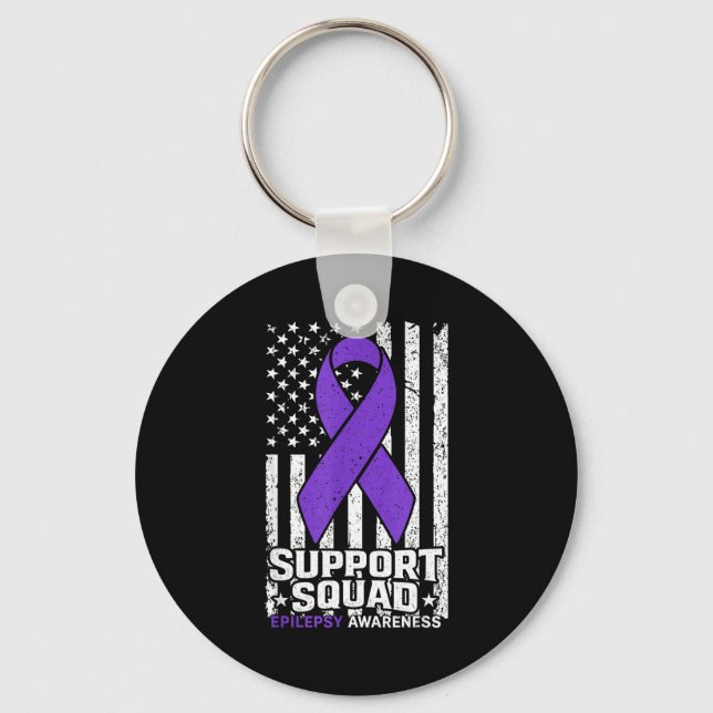 Support squad american flag purple epilepsy key ring (Front)