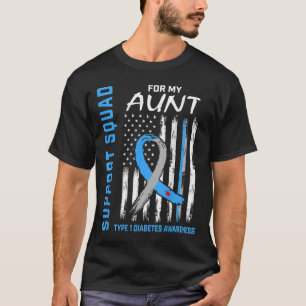 Support Squad Aunt Type 1 Diabetes Awareness Flag T-Shirt