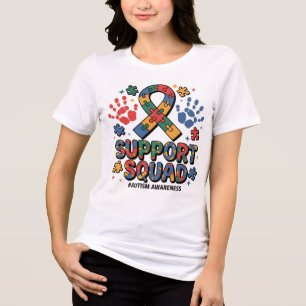 Support Squad Autism Awareness Autistic Boy Teens Tri-Blend Shirt