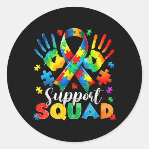 Support Squad Autism Awareness Family Outfits Men Classic Round Sticker
