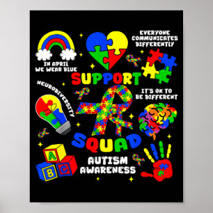 Support squad autism awareness puzzle pieces ribbo poster