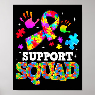 Support Squad Autism Awareness Ribbon Family Men W Poster