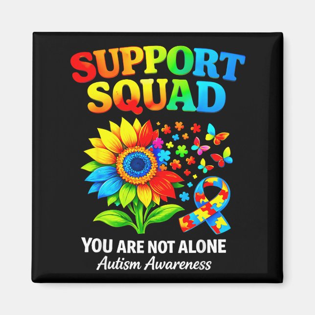Support squad autism awareness ribbon sunflower magnet (Front)