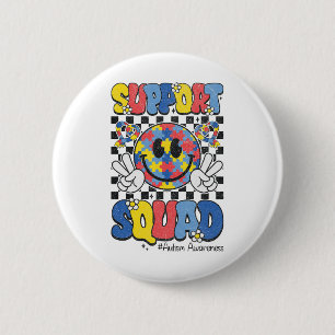Support Squad Autism Awareness Smile Face Boys Gir 6 Cm Round Badge