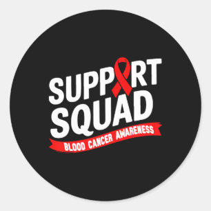 Support Squad Blood Cancer Awareness Month Red Rib Classic Round Sticker