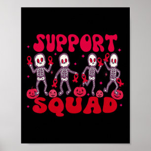 Support Squad Blood Cancer Halloween Red Ribbon Poster