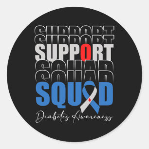 Support Squad Blue Ribbon T1d Diabetes Awareness M Classic Round Sticker