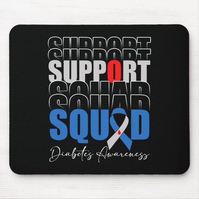 Support Squad Blue Ribbon T1d Diabetes Awareness M Mouse Pad (Front)