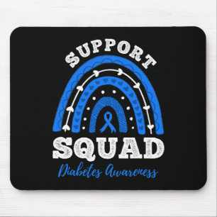 Support Squad Blue Ribbon T1d Type 1 Diabetes Awar Mouse Pad