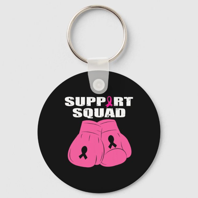 Support Squad Boxing Glove Pink Ribbon Breast Canc Key Ring (Front)