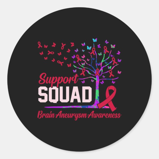 Support Squad Brain Aneurysm Awareness Month Suppo Classic Round Sticker (Front)