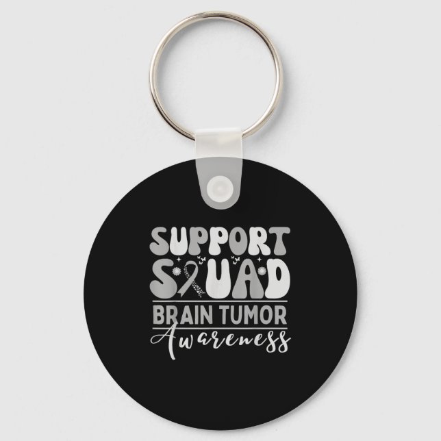 Support squad brain tumour awareness grey ribbon key ring (Front)