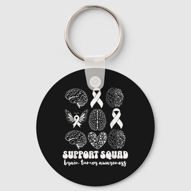 Support Squad Brain Tumour Awareness Month Go Grey Key Ring (Front)