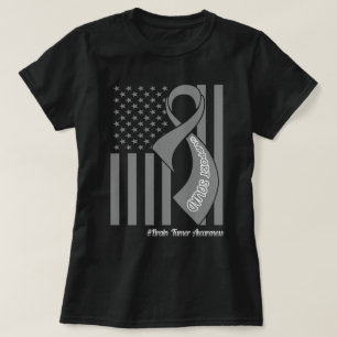 Support Squad Brain Tumour US Flag Grey Ribbon T-Shirt