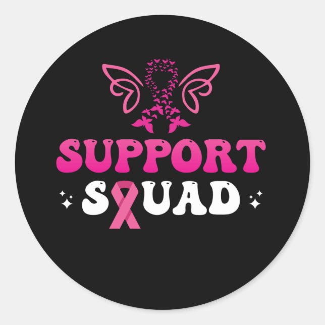 support squad breast cancer awareness classic round sticker (Front)