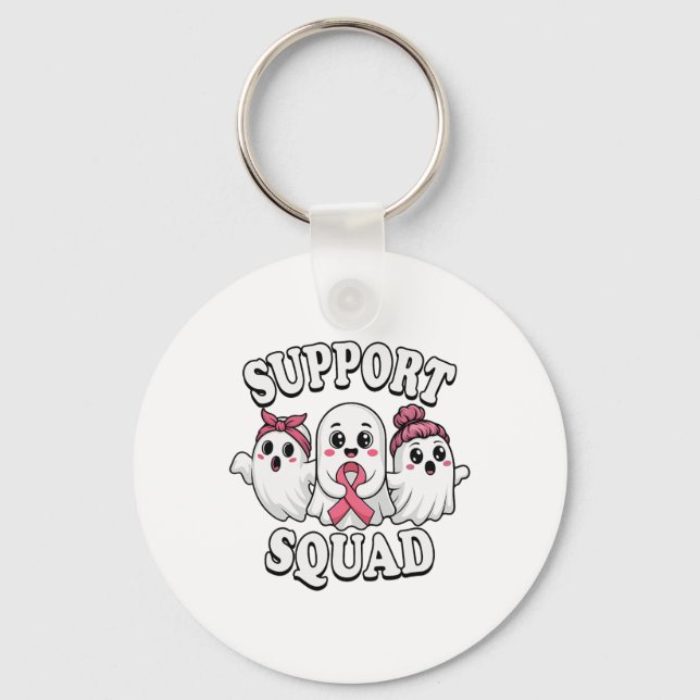 Support Squad Breast Cancer Awareness Cute Ghosts  Key Ring (Front)