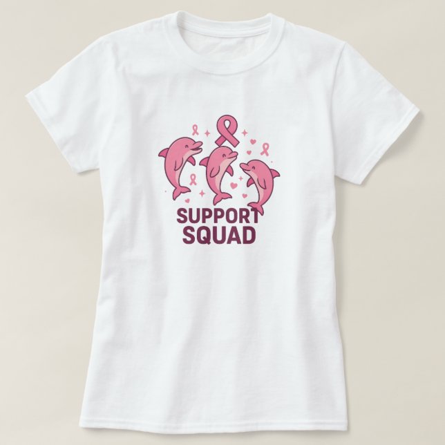 Support Squad – Breast Cancer Awareness Dolphins T-Shirt (Design Front)