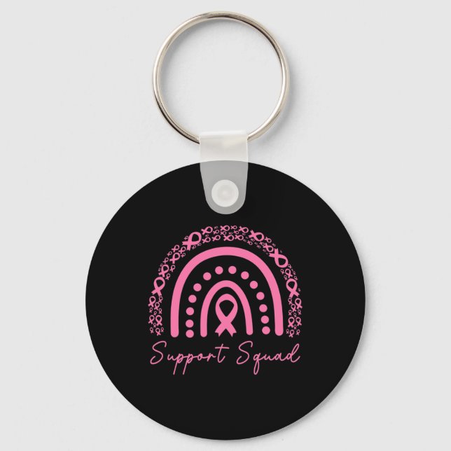 Support Squad Breast Cancer Awareness Husband Pink Key Ring (Front)