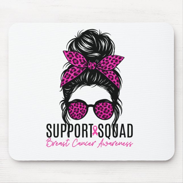 Support Squad Breast Cancer Awareness Messy Bun Pi Mouse Pad (Front)