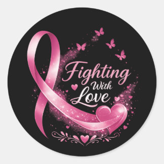 Support Squad Breast Cancer Awareness pink ribbon  Classic Round Sticker